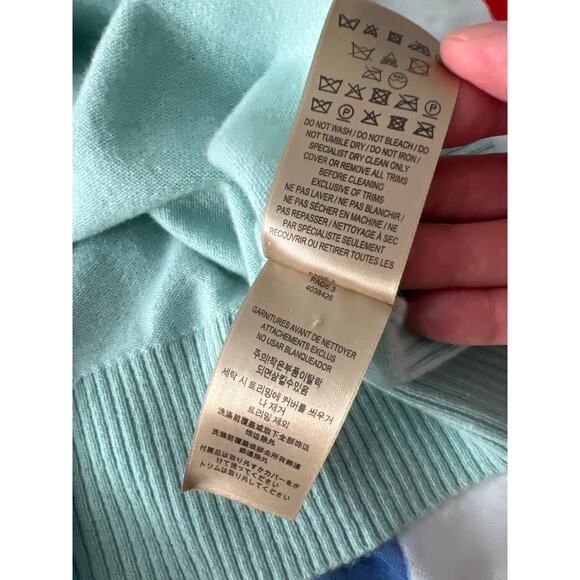 Burberry Brit 100% Cashmere Sweater Turquoise Gold Button Size M - Picture 7 of 9